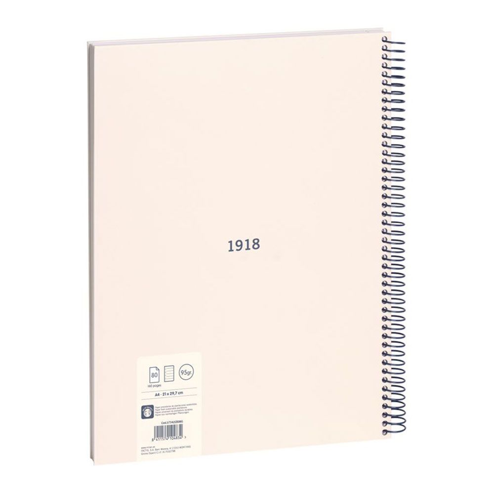 CUADERNO A4 CON ESPIRAL PAUTADO 7 mm BEIGE gallery 0