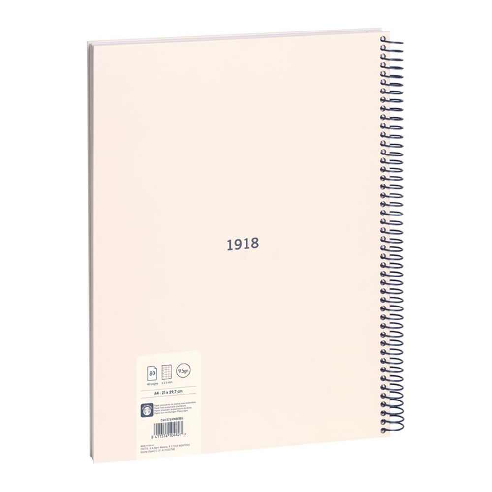 CUADERNO A4 CON ESPIRAL CUADRICULADO 5 x 5 mm BEIGE gallery 0