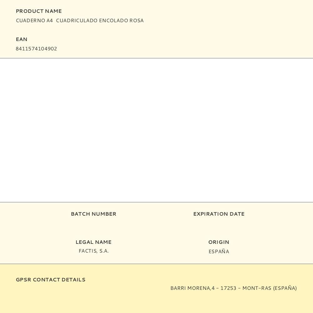 CUADERNO A4 CUADRICULADO ENCOLADO ROSA gallery 1