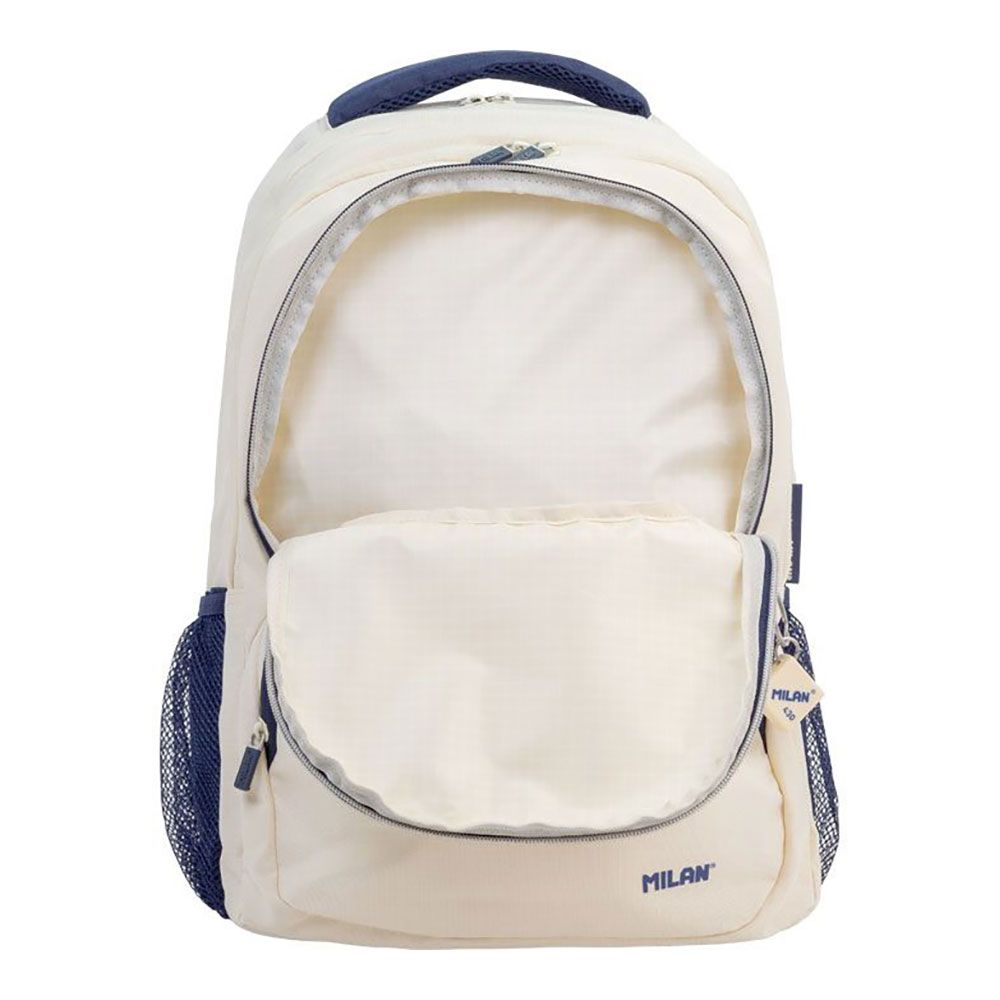 MOCHILA ESCOLAR 4 CREMALLERAS SERIE 1918 25 l BEIGE Y AZUL MARINO gallery 0