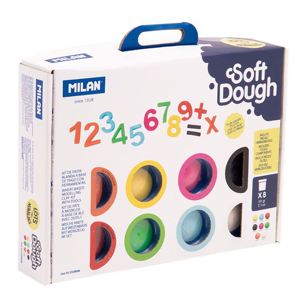 MALETÍN PASTA BLANDA SOFT DOUGH 8 BOTES 59 g CON HERRAMIENTAS "NÚMEROS