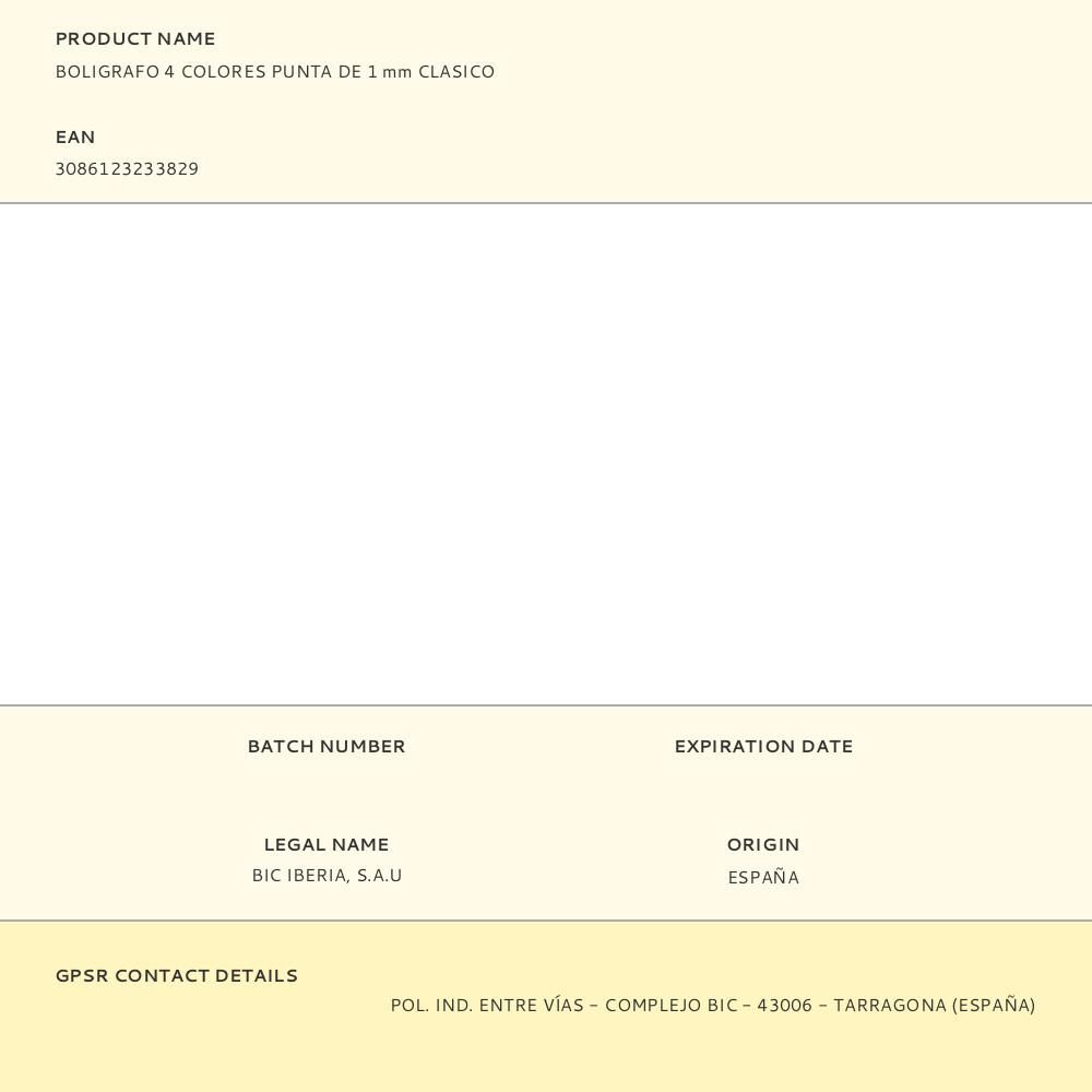 BOLIGRAFO 4 COLORES PUNTA DE 1 mm CLASICO gallery 0