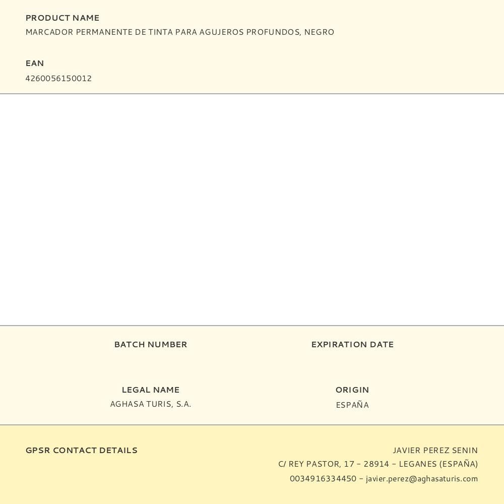 MARCADOR PERMANENTE DE TINTA PARA AGUJEROS PROFUNDOS, NEGRO gallery 2