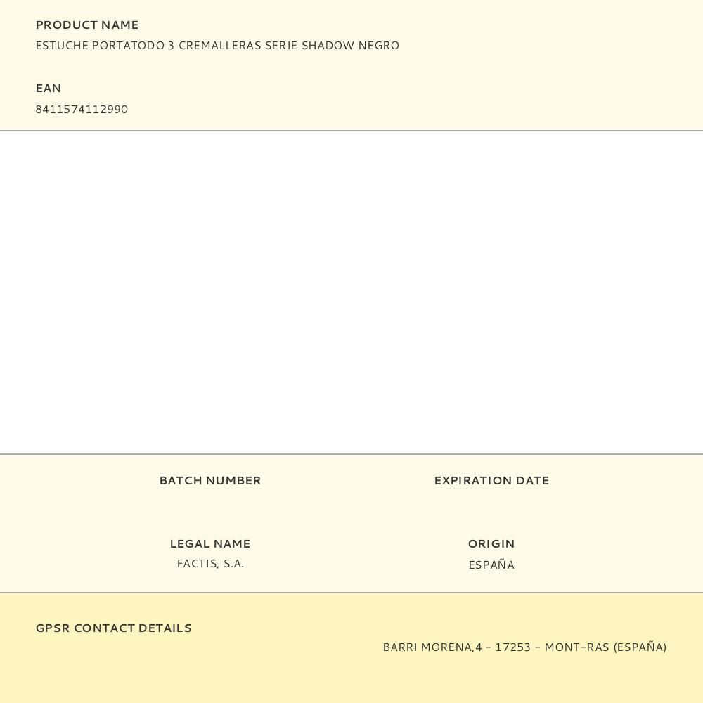 ESTUCHE PORTATODO 3 CREMALLERAS SERIE SHADOW NEGRO gallery 0