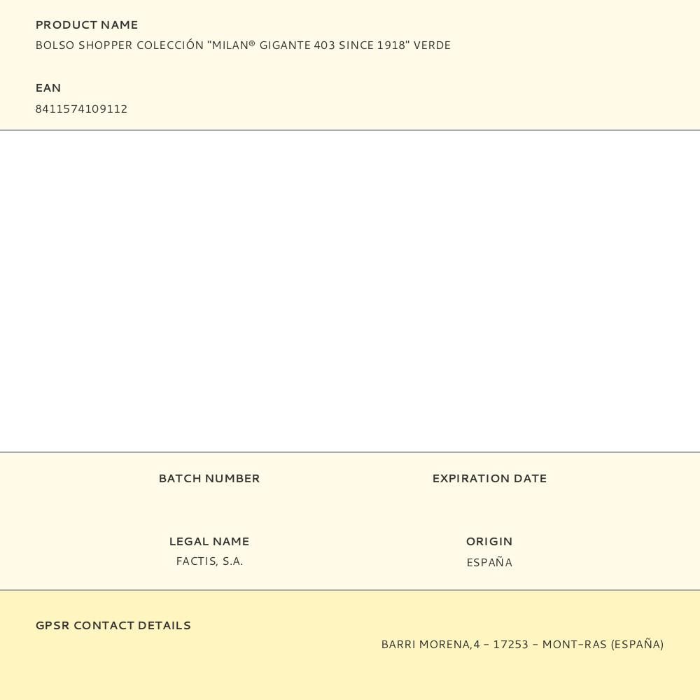 BOLSO SHOPPER COLECCIÓN "MILAN® GIGANTE 403 SINCE 1918" VERDE gallery 2