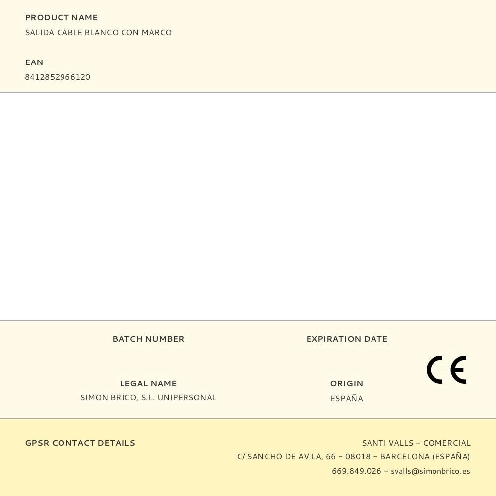 SALIDA CABLE BLANCO CON MARCO gallery 1