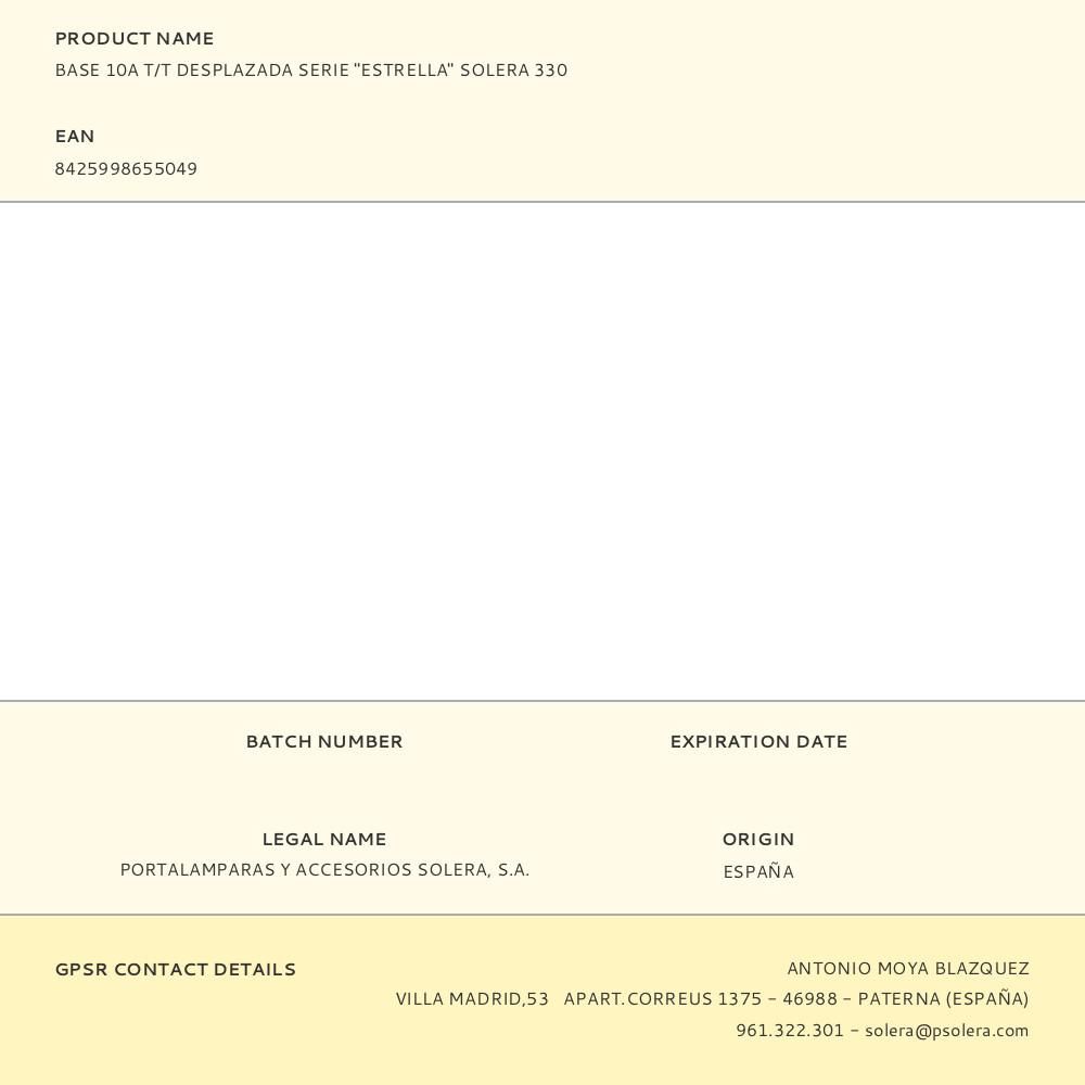 BASE 10A T/T DESPLAZADA SERIE "ESTRELLA" SOLERA 330 gallery 0