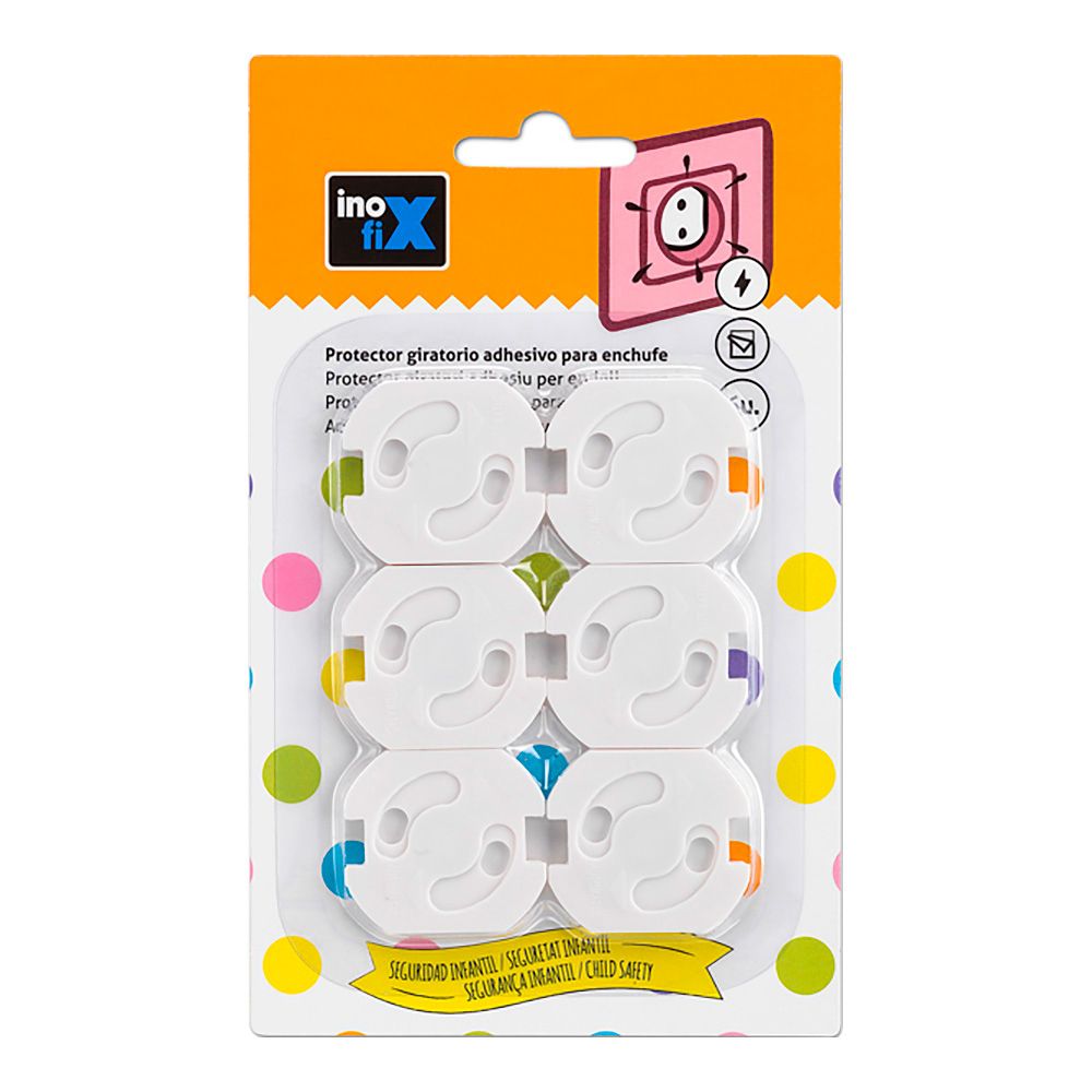 PROTECTOR GIRATORIO ADHESIVO PARA ENCHUFE BLANCO 5400-2-001 (BLISTER 6 unid.) INOFIX gallery 0