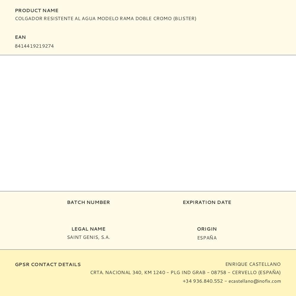 COLGADOR RESISTENTE AL AGUA MODELO RAMA DOBLE CROMO (BLISTER) gallery 1