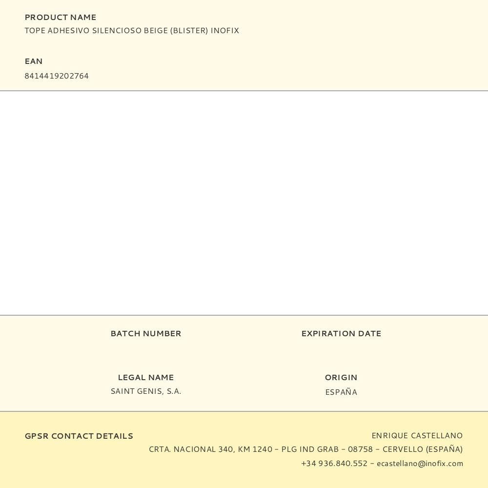 TOPE ADHESIVO SILENCIOSO BEIGE (BLISTER) INOFIX gallery 1