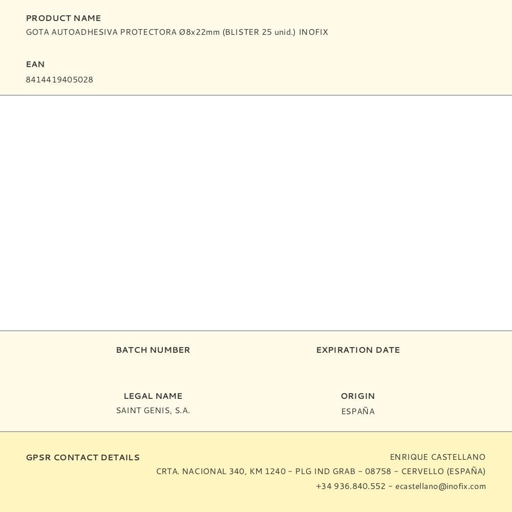 GOTA AUTOADHESIVA PROTECTORA Ø8x22mm (BLISTER 25 unid.) INOFIX gallery 0