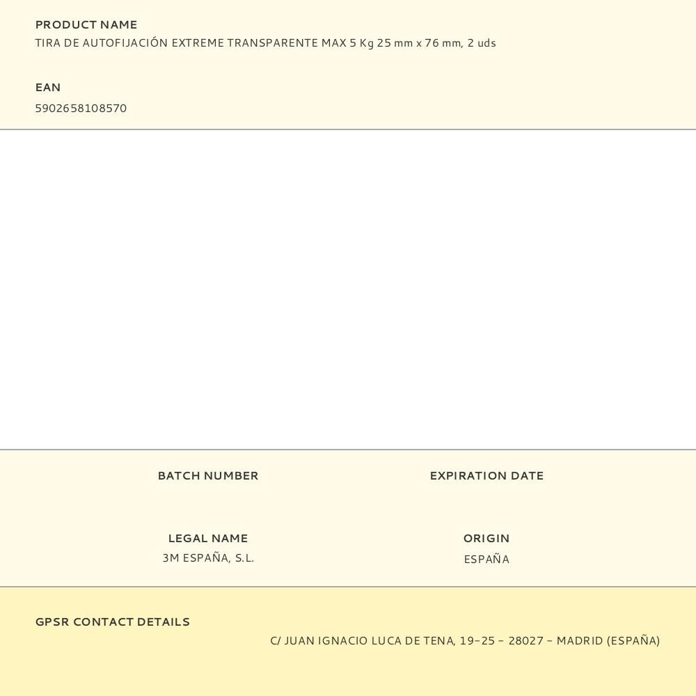 TIRA DE AUTOFIJACIÓN EXTREME TRANSPARENTE MAX 5 Kg 25 mm x 76 mm, 2 uds gallery 2