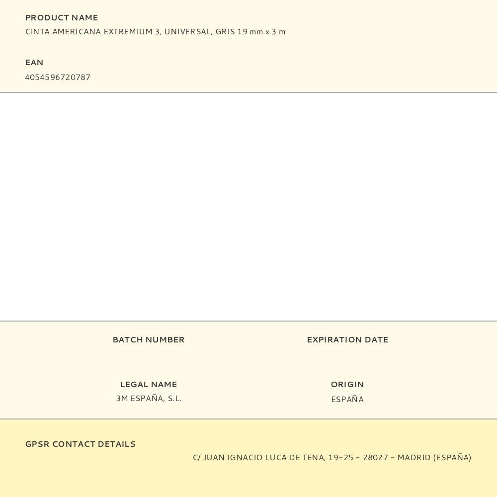 CINTA AMERICANA EXTREMIUM 3, UNIVERSAL, GRIS 19 mm x 3 m gallery 2