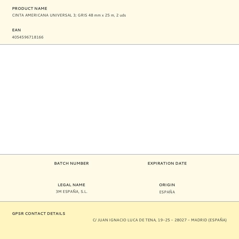 CINTA AMERICANA UNIVERSAL 3 - GRIS 48 mm x 25 m, 2 uds gallery 1
