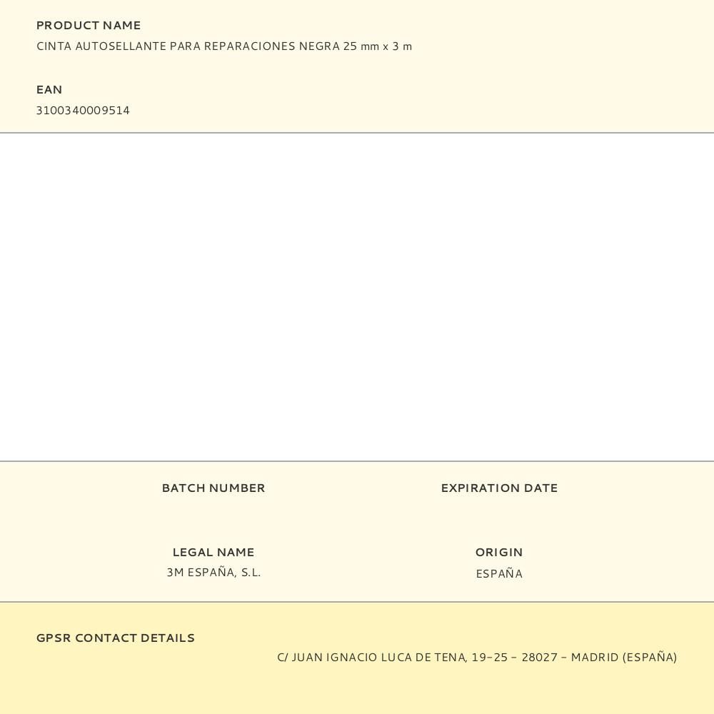 CINTA AUTOSELLANTE PARA REPARACIONES NEGRA 25 mm x 3 m gallery 0