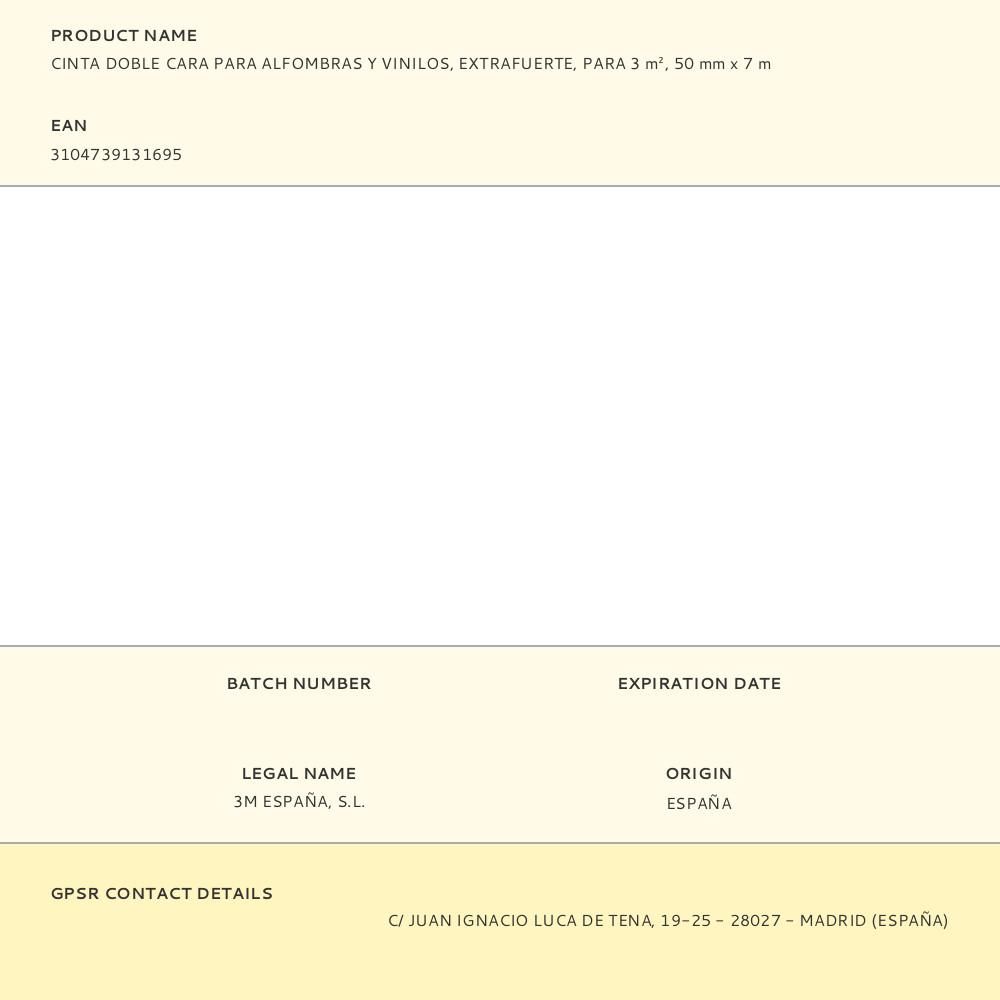 CINTA DOBLE CARA EXTRAFUERTE PARA ALFOMBRAS Y VINILOS 50 mm x 7 m gallery 0