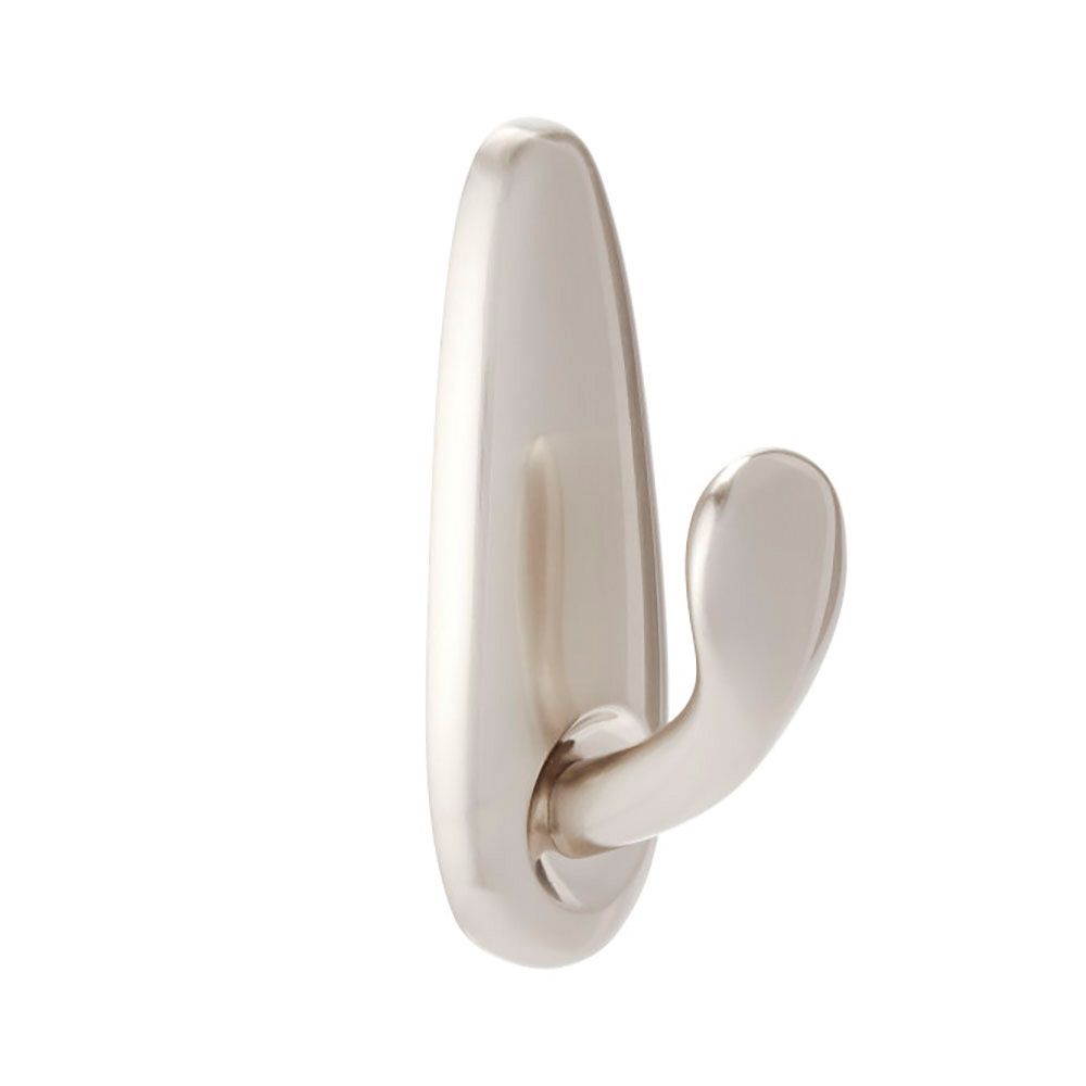 COMMAND GANCHO METÁLICO, GRANDE, NÍQUEL PULIDO, 1 ud + 2 TIRAS, MÁX 2,2 Kg