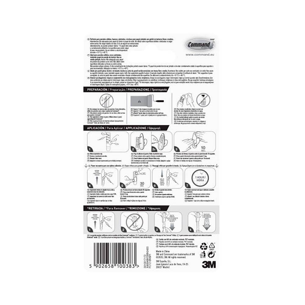 COMMAND GANCHO METÁLICO, MEDIANO, NÍQUEL PULIDO, 1 ud + 2 TIRAS, MÁX 1,3 Kg gallery 1