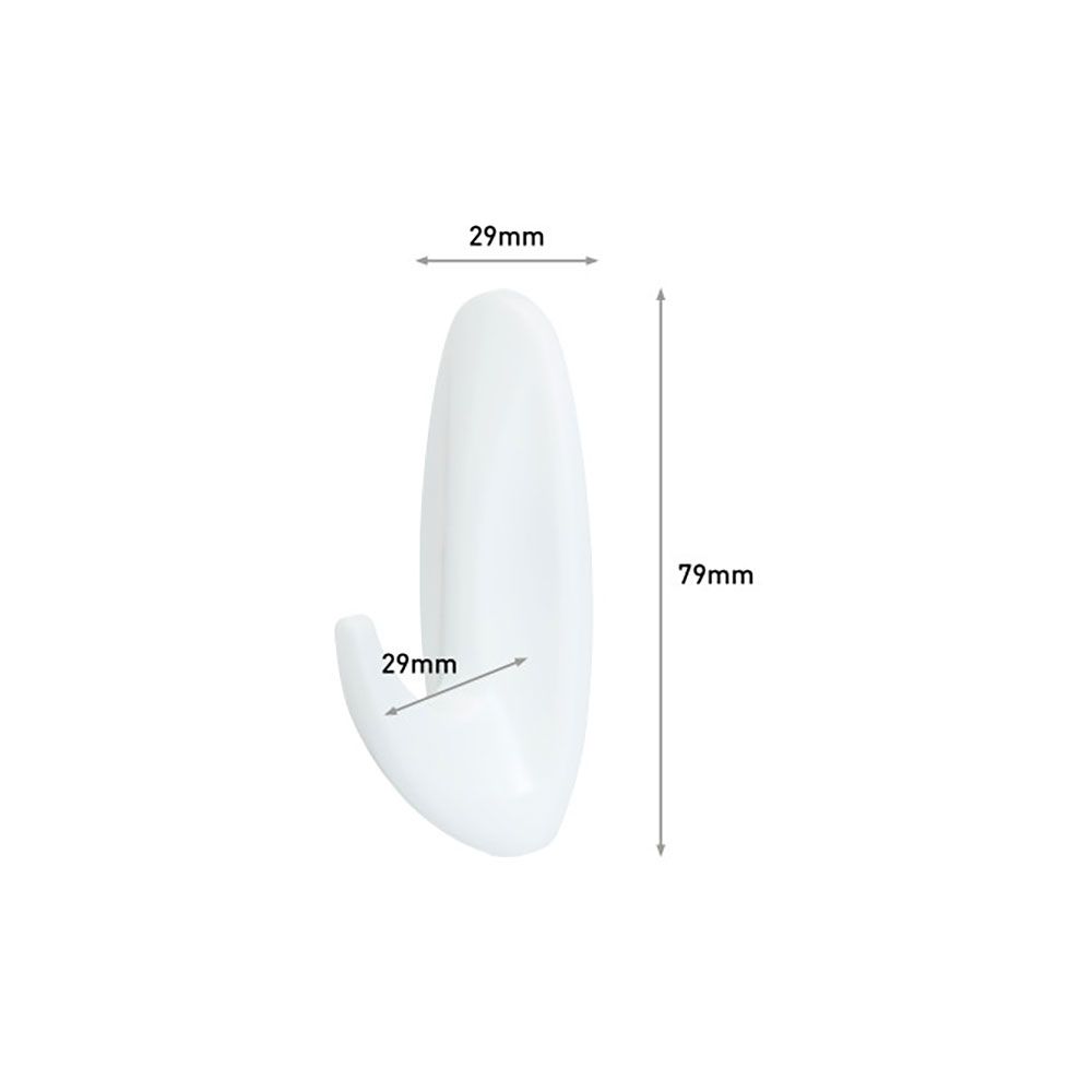 COMMAND GANCHO DE DISEÑO, MEDIANO, BLANCO, 29 x 79 x 29 mm, 2 uds + 4 TIRAS, MAX 1,3 Kg gallery 2
