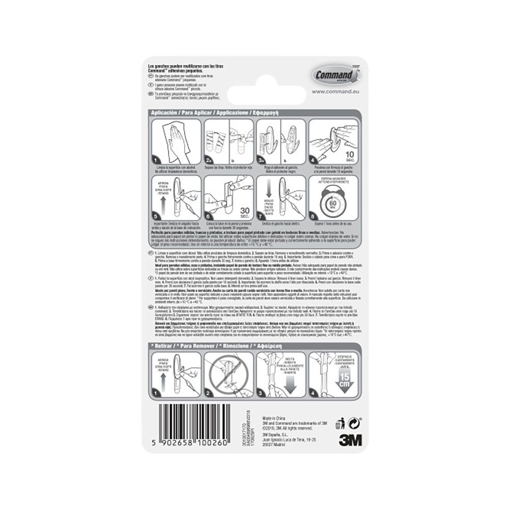 COMMAND GANCHO DE DISEÑO PEQUEÑO, BLANCO, 2 uds + 4 TIRAS, MAX 450 gr gallery 1