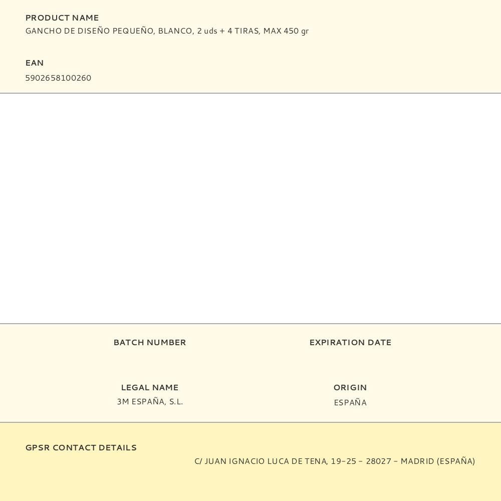 COMMAND GANCHO DE DISEÑO PEQUEÑO, BLANCO, 2 uds + 4 TIRAS, MAX 450 gr gallery 2