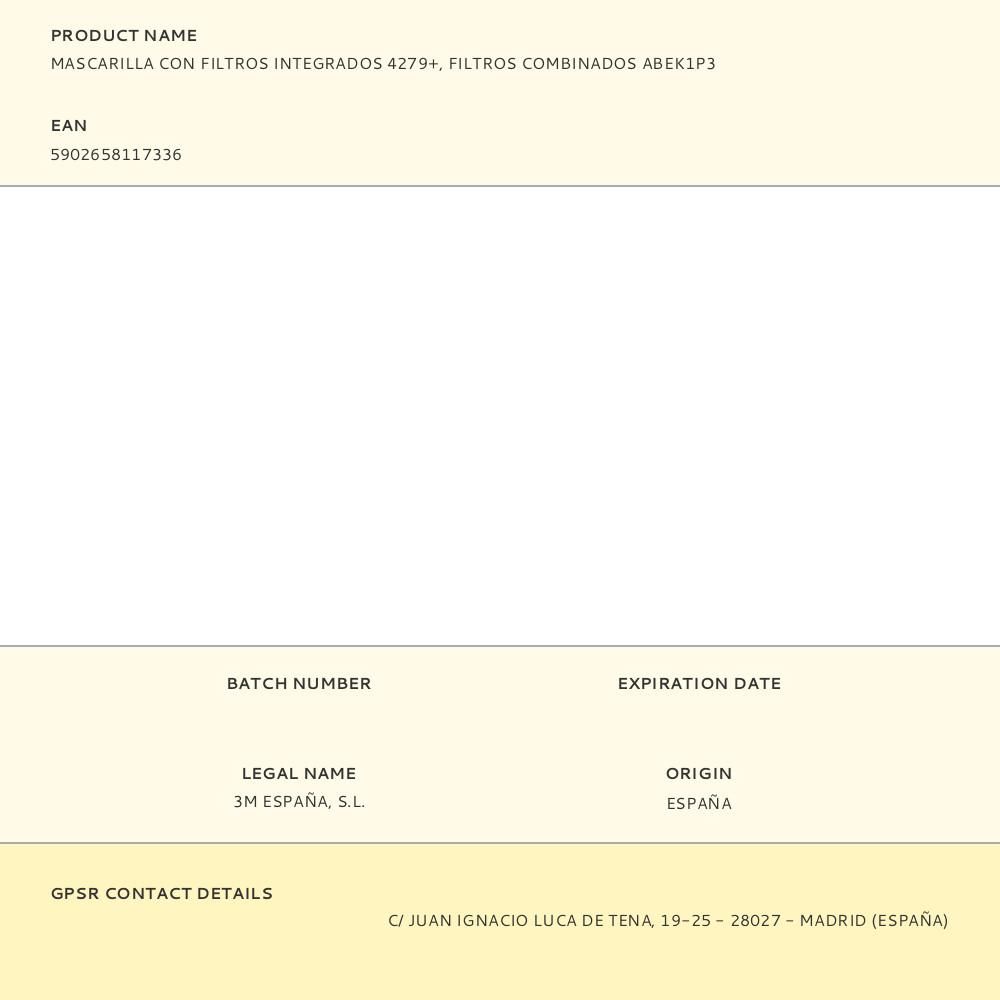 MASCARILLA CON FILTROS INTEGRADOS 4279+, FILTROS COMBINADOS ABEK1P3 gallery 1