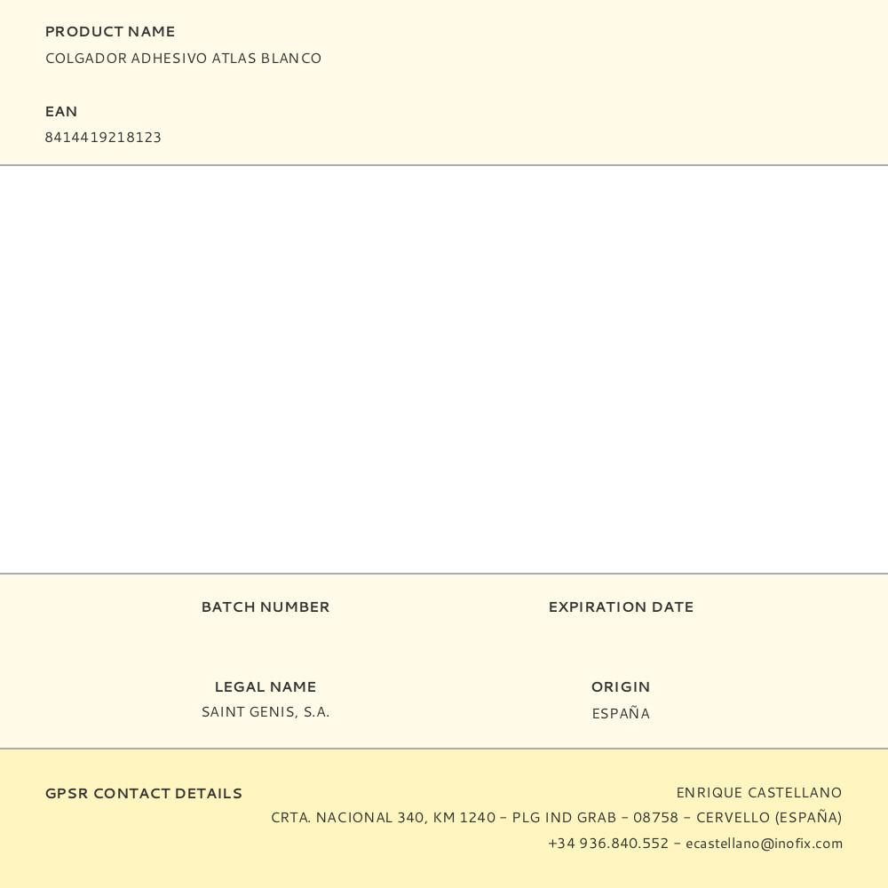 COLGADOR ADHESIVO ATLAS BLANCO gallery 2