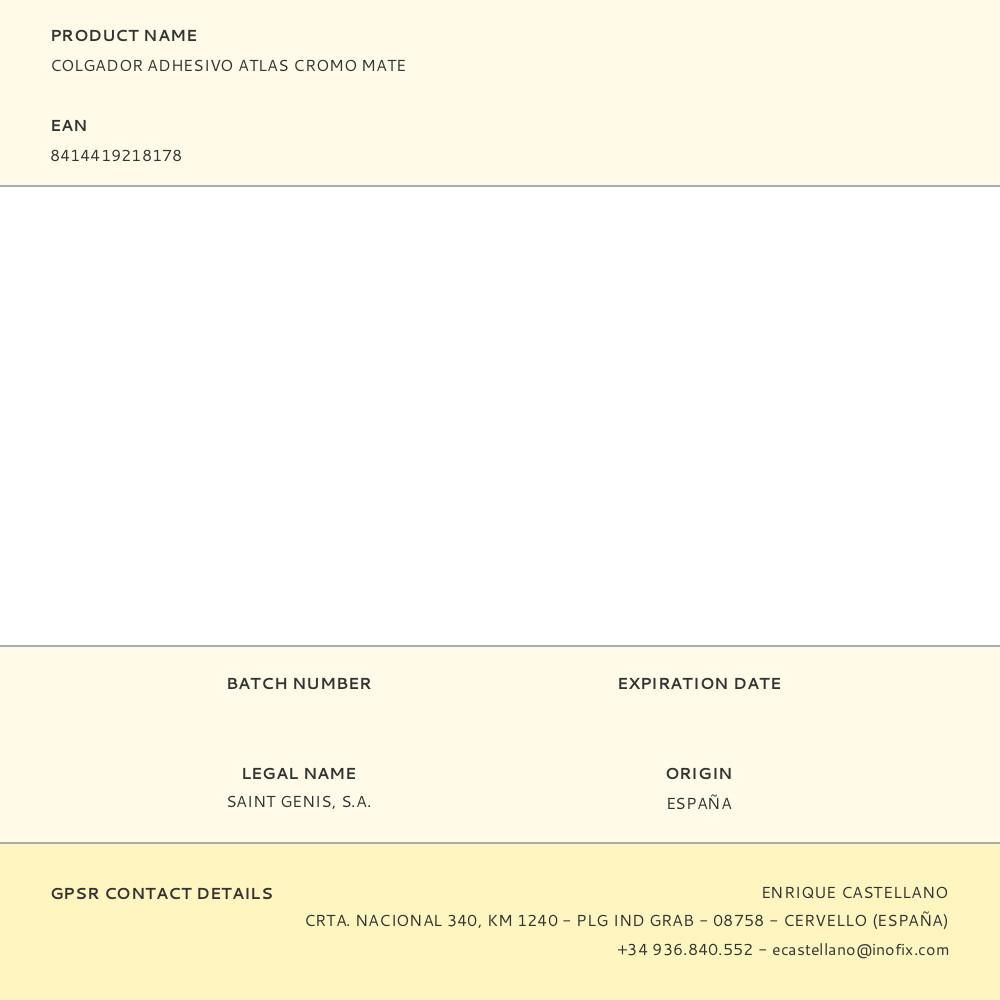 COLGADOR ADHESIVO ATLAS CROMO MATE gallery 1