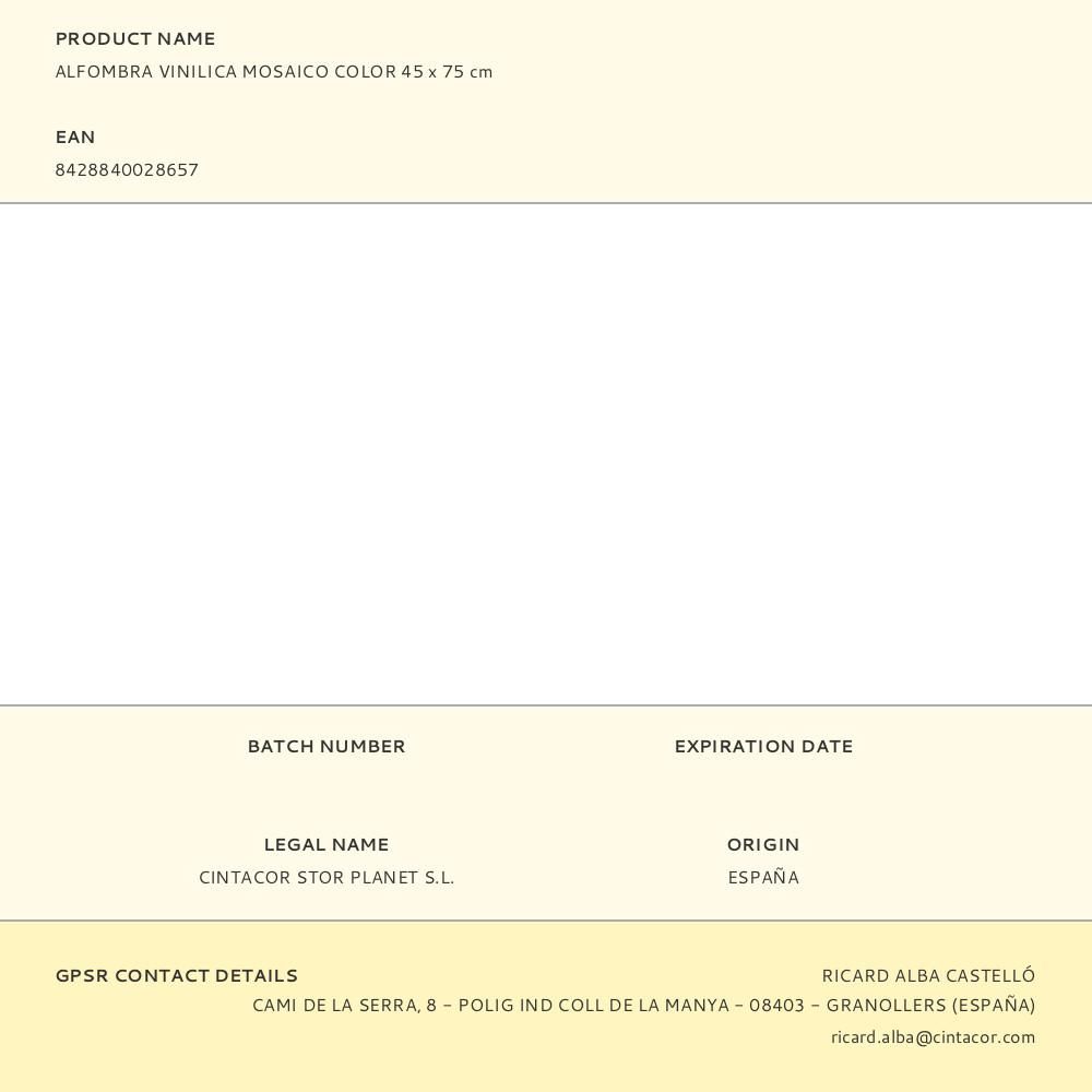 ALFOMBRA VINÍILICA MOSAICO COLOR, 45 x 75 cm gallery 6