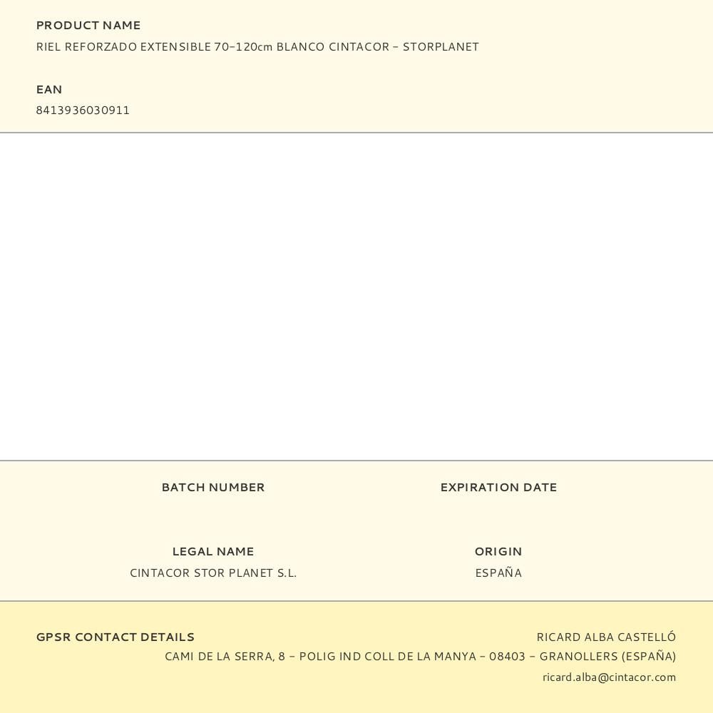 RIEL REFORZADO BLANCO EXTENSIBLE DE 70 - 120 cm gallery 3