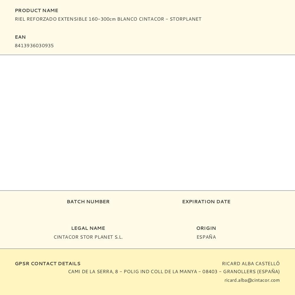 RIEL REFORZADO BLANCO EXTENSIBLE DE 160 - 300 cm gallery 3