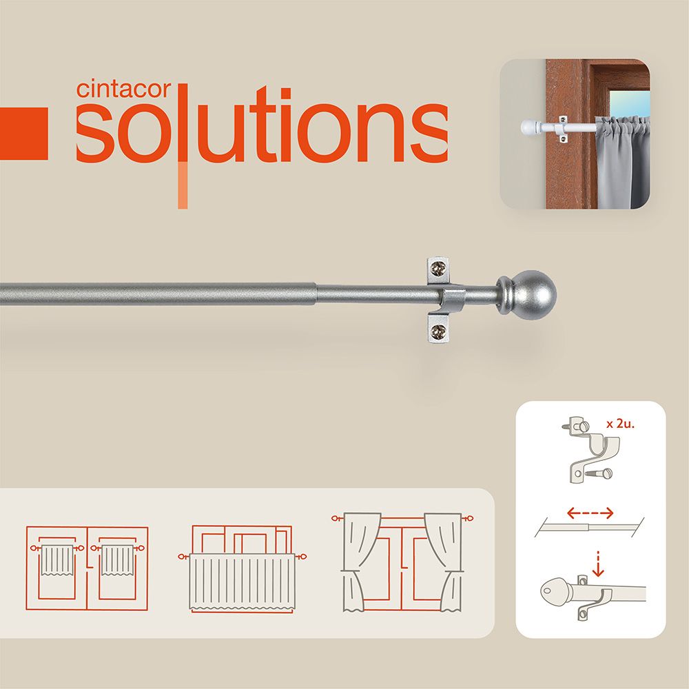 PORTAVISILLO EXTENSIBLE DECO ESFERA GRIS, 70 - 120 cm gallery 1