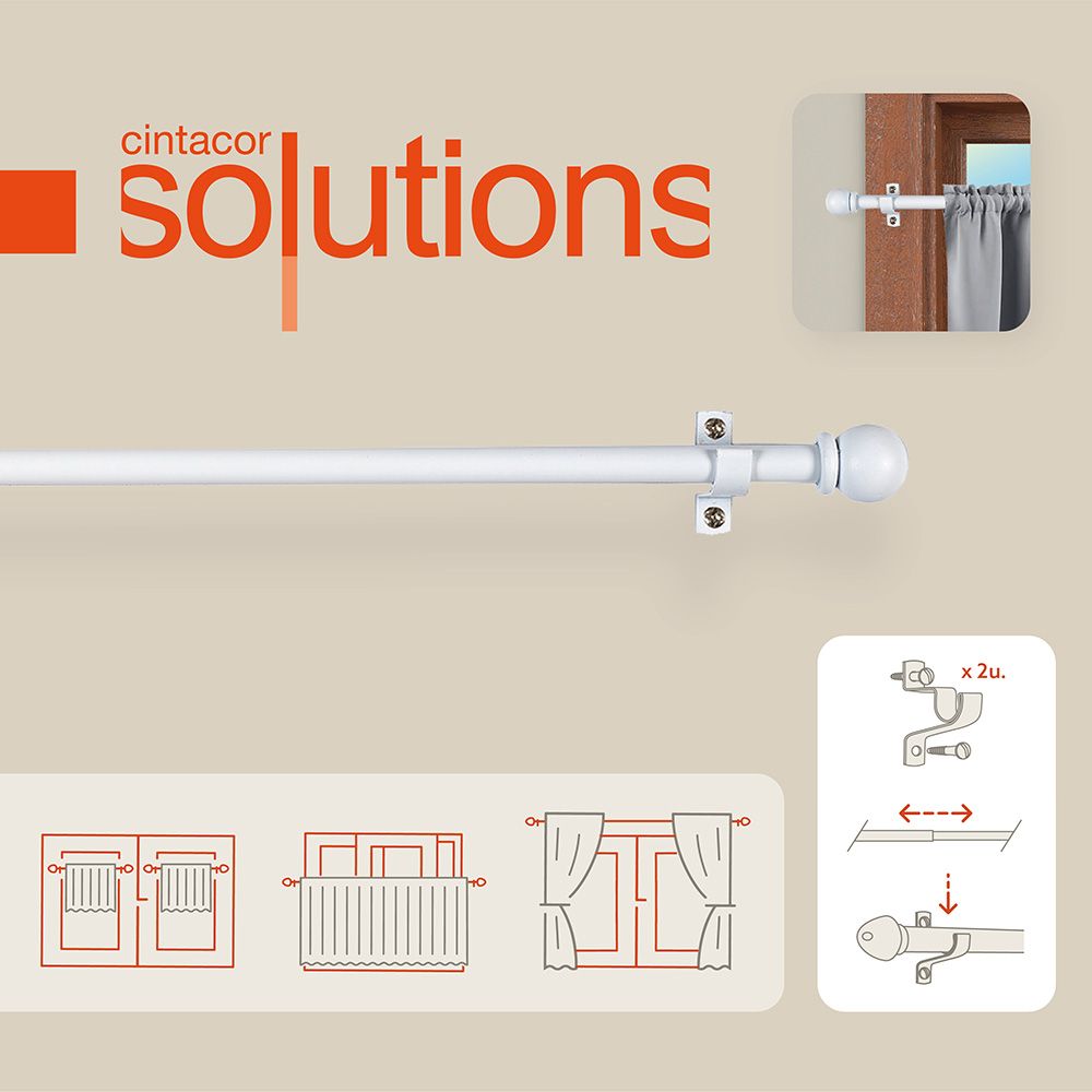 PORTAVISILLO EXTENSIBLE DECO ESFERA BLANCO, 120 - 215 cm gallery 1