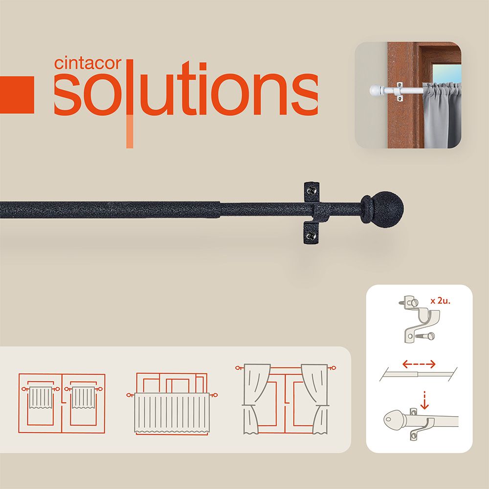 PORTAVISILLO EXTENSIBLE DECO ESFERA NEGRO, 120 - 215 cm gallery 1