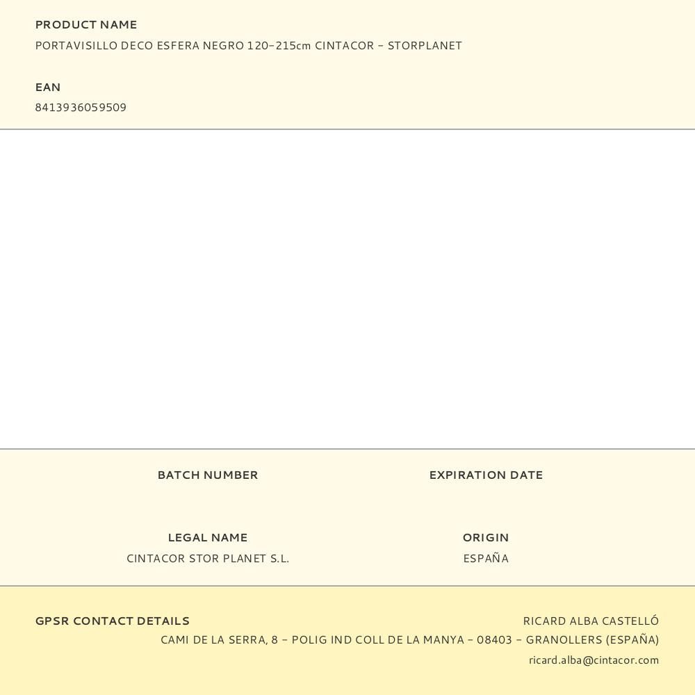 PORTAVISILLO EXTENSIBLE DECO ESFERA NEGRO, 120 - 215 cm gallery 2