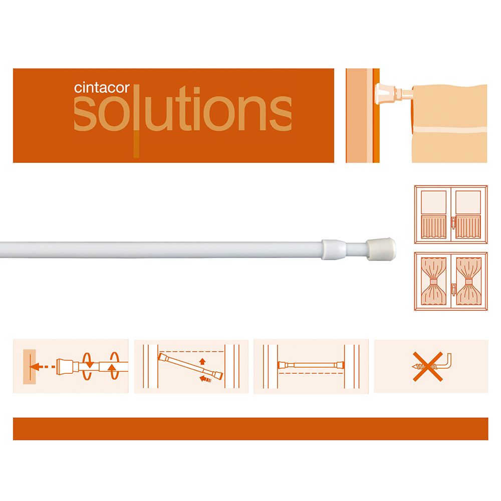 PORTAVISILLO EXTENSIBLE A PRESIÓN ROSCA BLANCO, Ø0,8 x 50 - 85 cm, 2 uds gallery 0