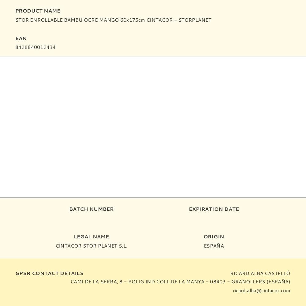 ESTOR ENROLLABLE BAMBÚ OCRE MANGO 60 x 175 cm gallery 2