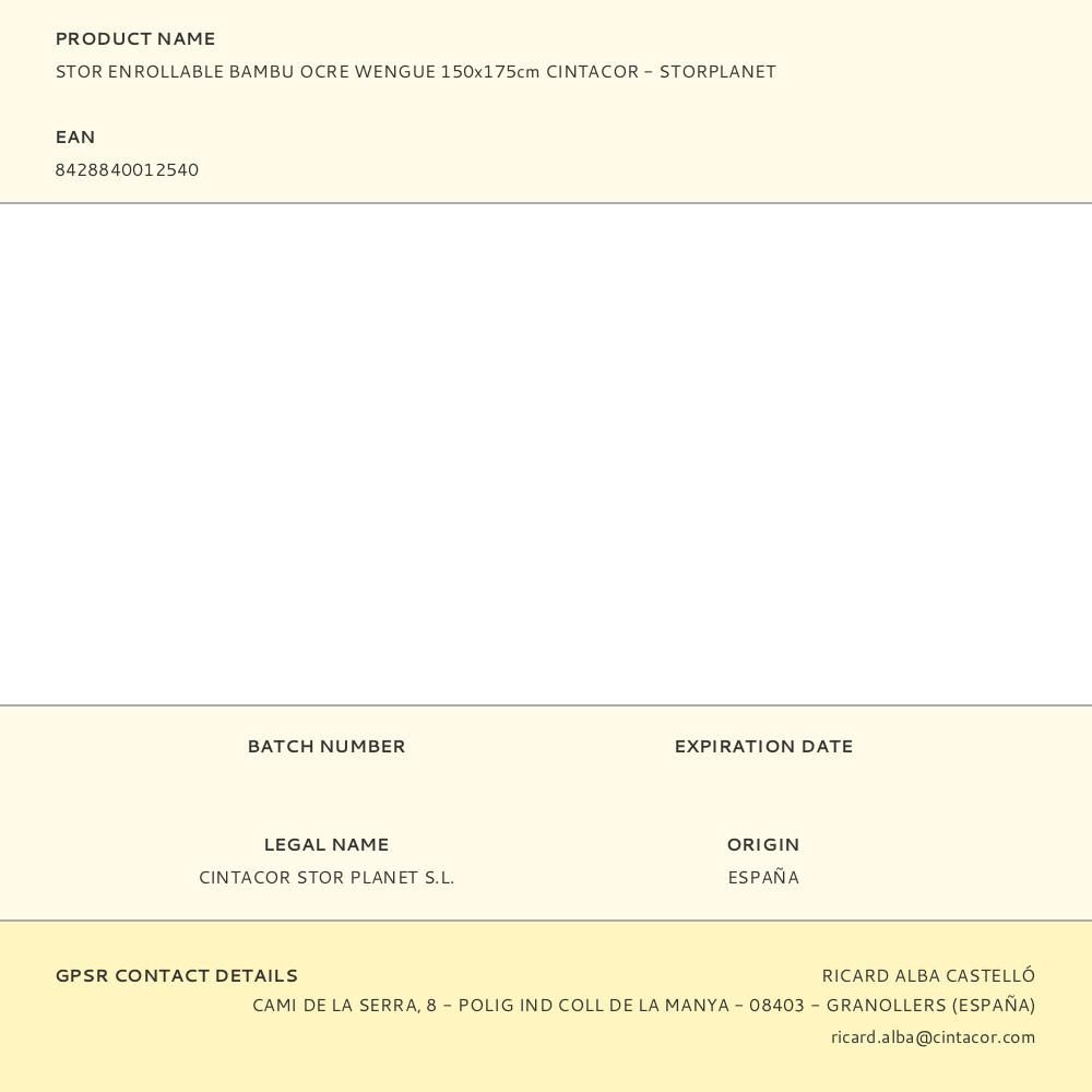 ESTOR ENROLLABLE BAMBÚ OCRE WENGUE 150 x 175 cm gallery 2