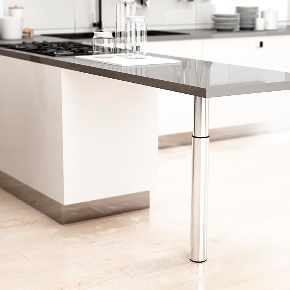 PATA EXTENSIBLE CILÍNDRICA DE ACERO EN ACABADO CROMO BRILLO MOD.406E. ALTURA 71/110cm REI gallery 1