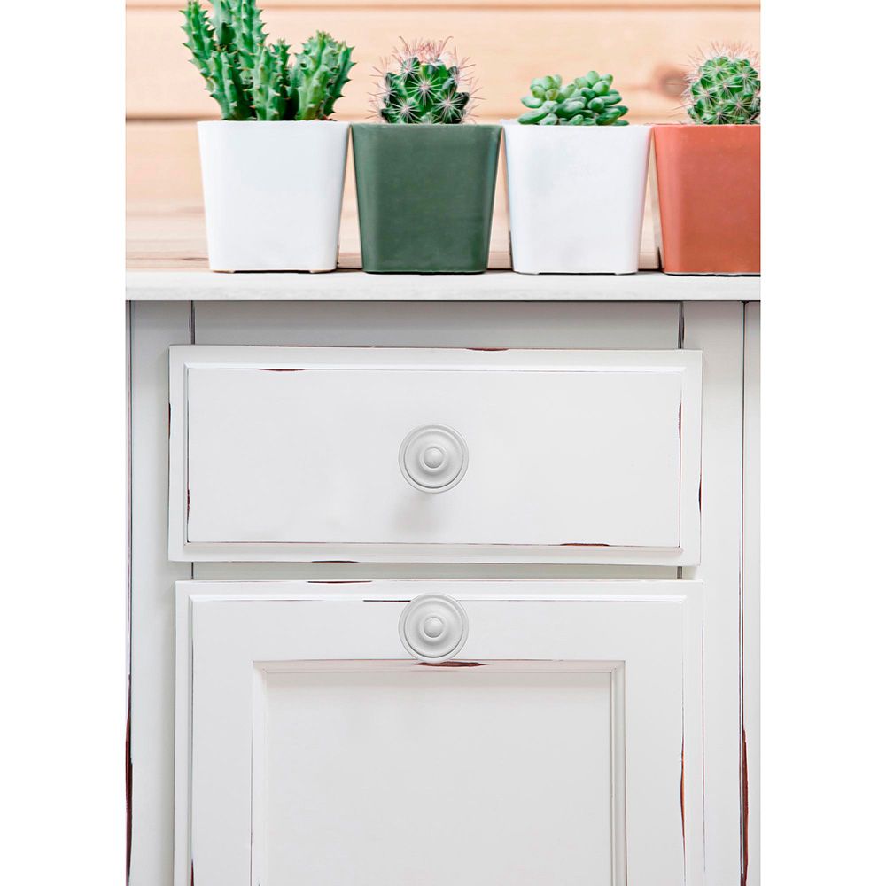 BLISTER CON 4 POMOS REDONDOS PARA MUEBLE FABRICADO EN ZAMAK ACABADO BLANCO PORO MOD.3110 Ø35mm REI gallery 1