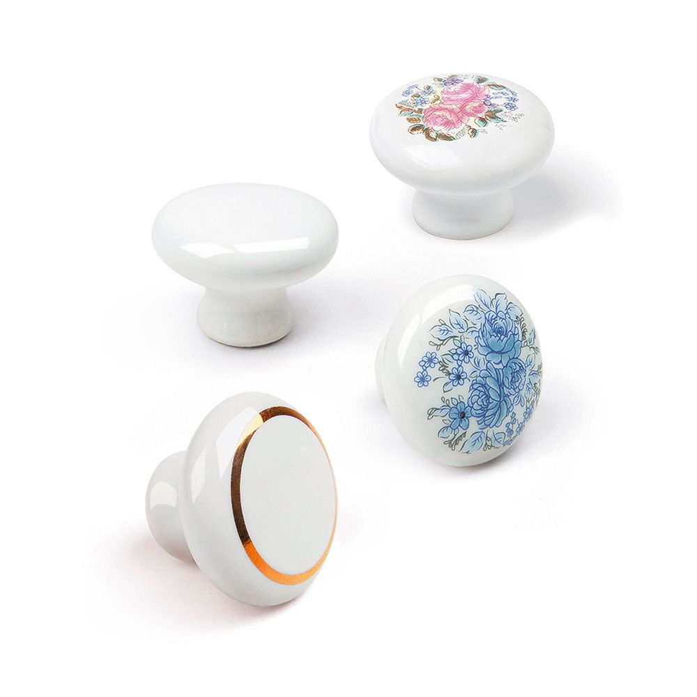 BLISTER CON 4 POMOS REDONDOS PARA MUEBLE FABRICADO EN PORCELANA ACABADO BLANCO MOD .821 Ø35mm REI gallery 0
