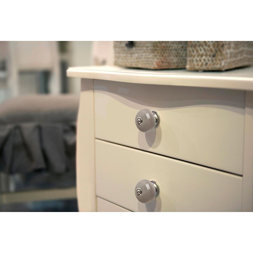 BLISTER CON 4 POMOS REDONDOS PARA MUEBLE FABRICADO EN PORCELANA ACABADO GRIS MOD. E517 Ø40mm REI gallery 1