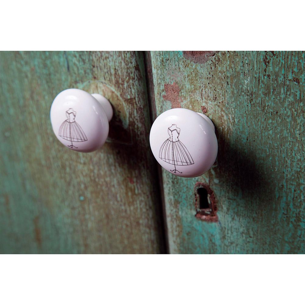 BLISTER CON 4 POMOS REDONDOS PARA MUEBLE FABRICADO EN PORCELANA ACABADO ILUSTRADO MOD. E817 Ø40mm REI gallery 2