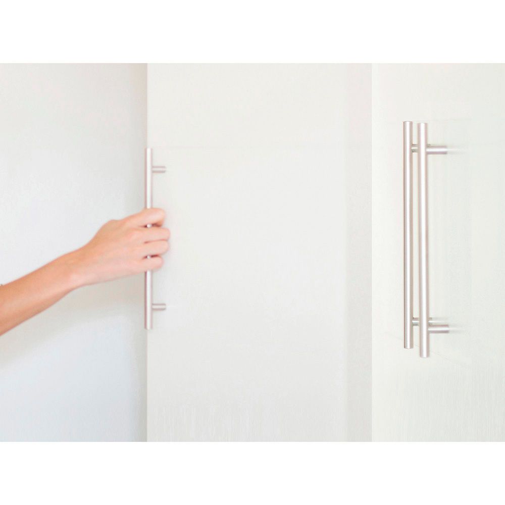 BLISTER CON 4 TIRADORES DE MUEBLE TIPO ASA FABRICADO EN ACERO INOXIDABLE ACABADO ALUMINIO MOD. 891H ENTREPUNTOS 128mm REI gallery 1