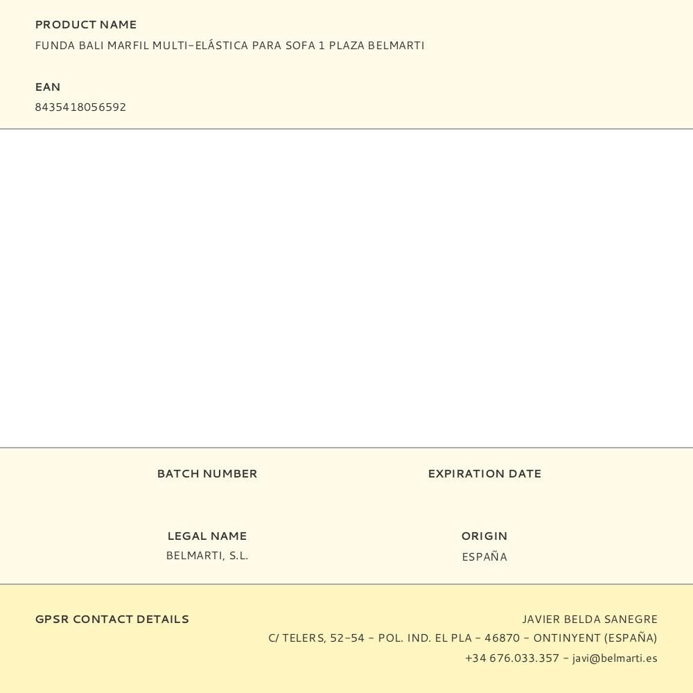 FUNDA BALI MARFIL MULTI-ELÁSTICA PARA SOFA 1 PLAZA gallery 1