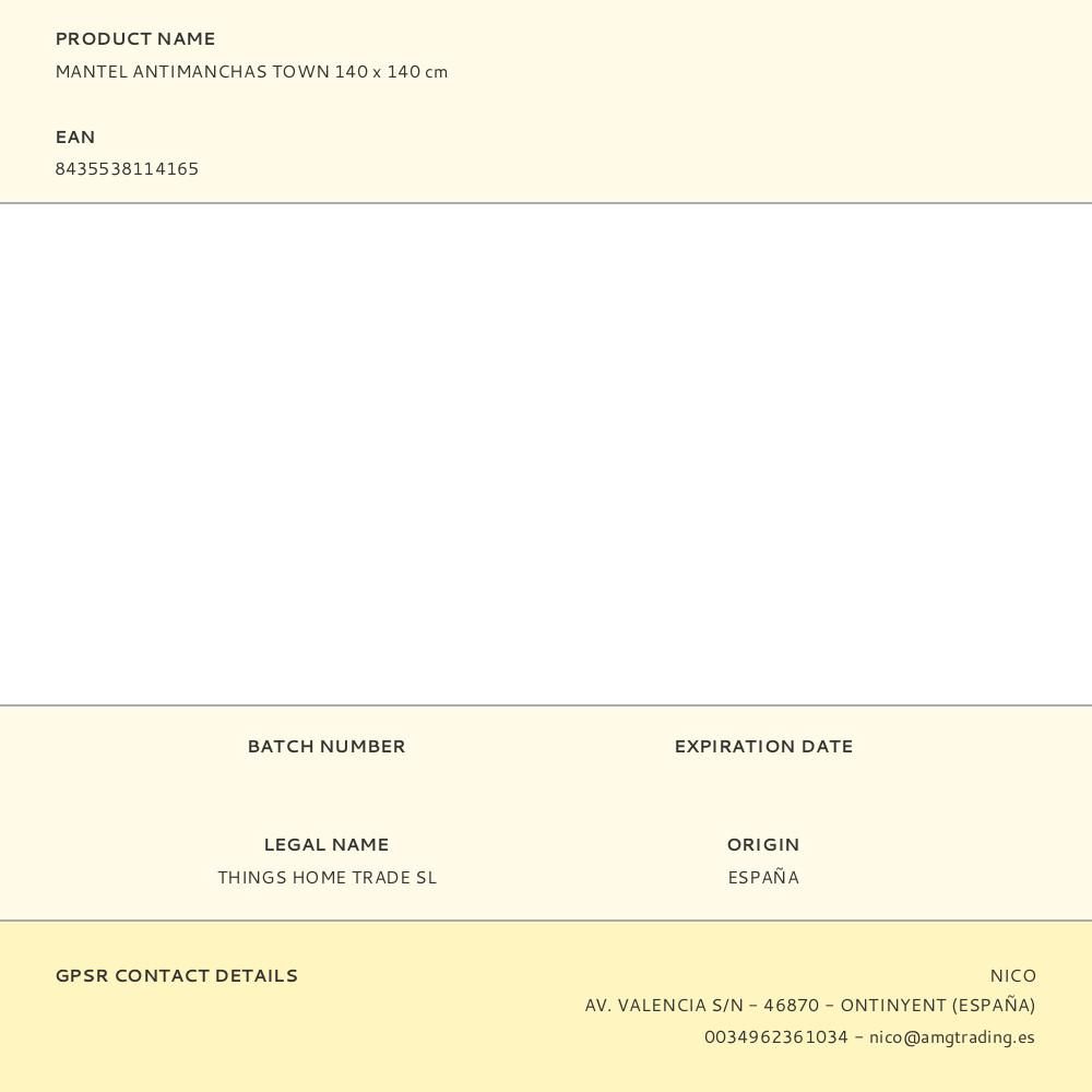 MANTEL ANTIMANCHAS TOWN 140 x 140 cm gallery 1