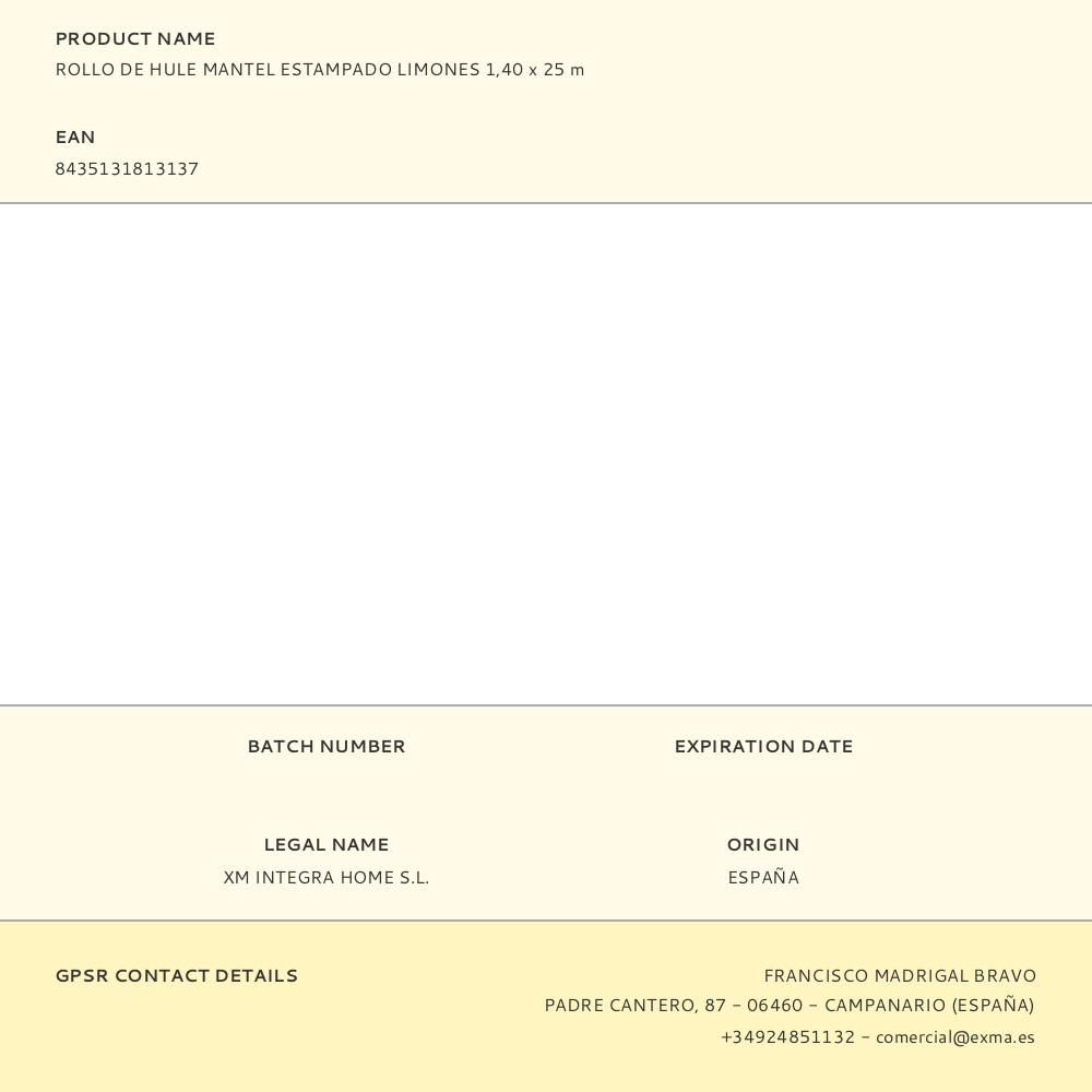 ROLLO DE HULE MANTEL ESTAMPADO LIMONES 1,40 x 25 m gallery 0