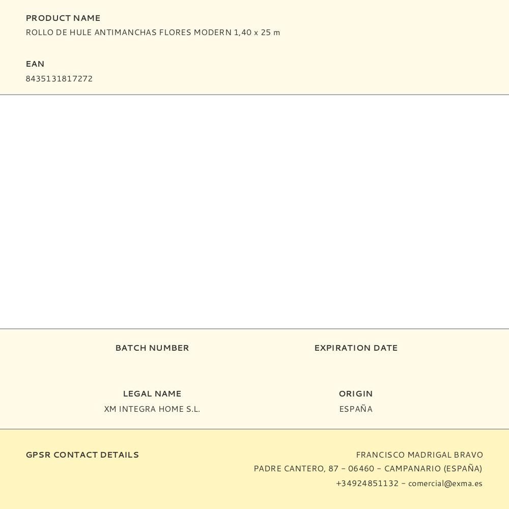 ROLLO DE HULE ANTIMANCHAS FLORES MODERN 1,40 x 25 m gallery 0