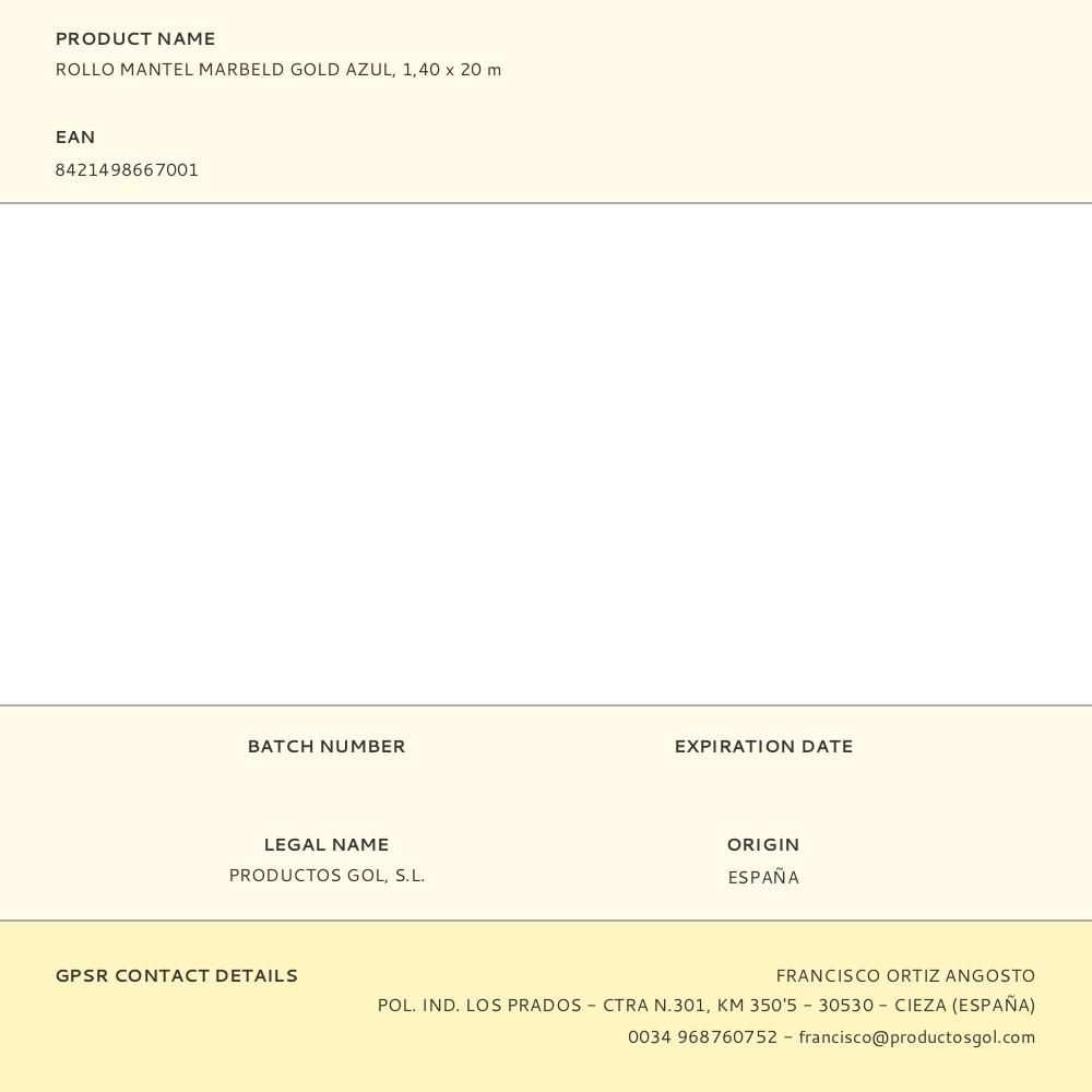 ROLLO MANTEL MARBELD GOLD AZUL 1,40 x 20 m gallery 0