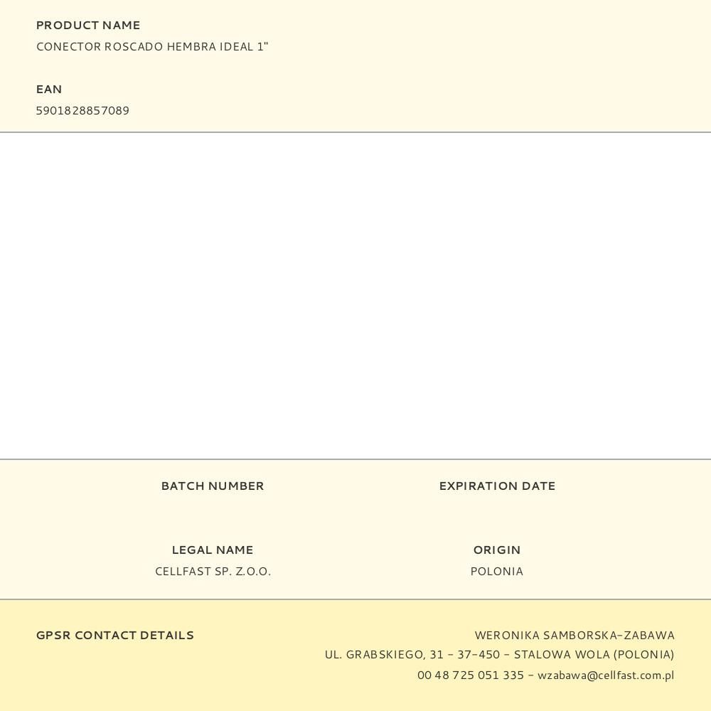 CONECTOR ROSCADO HEMBRA CELLPRO 6 bar, 1 pulg gallery 1